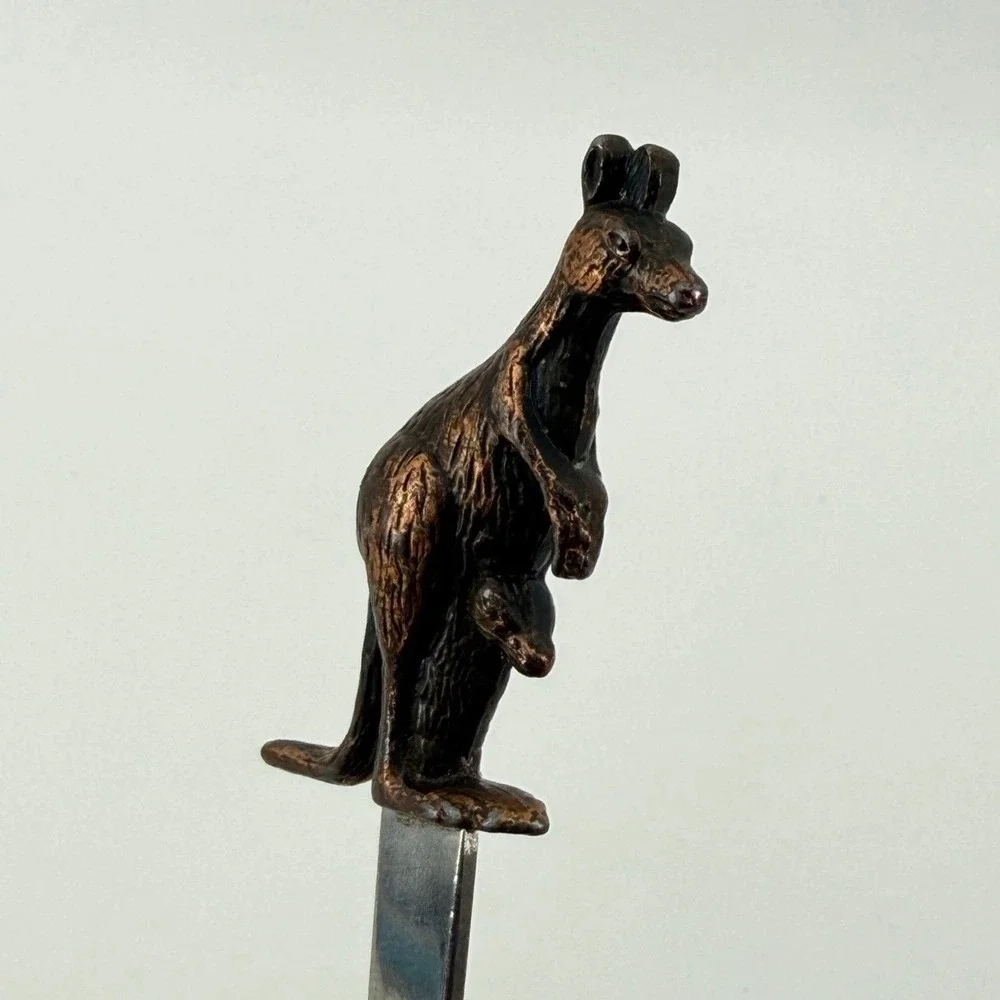 Vintage Letter Opener Kangaroo Joey Figural Stainless Steel Bronze Tone 981
